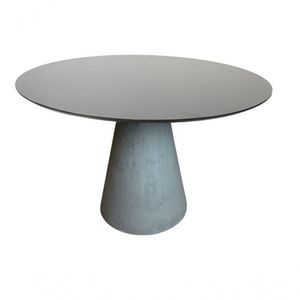 Mesa De Jantar Cone Concreto 130 Cm Tampo Laqueado Preto