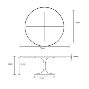 Mesa De Jantar Tulipa Redonda 70cm - Laqueada Branco