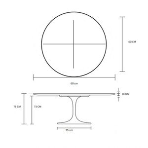 Mesa De Jantar Tulipa Redonda 60cm Tampo Laqueado Branco