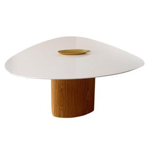 Mesa De Jantar Orgânica 120X125Cm Branca Marrom