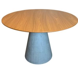 Mesa De Jantar Cone Cimento Rústico 160 Cm Tampo Freijó Marrom