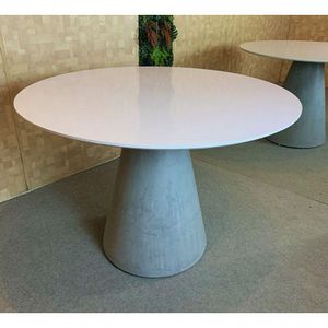 Mesa De Jantar Cone Concreto 120cm Tampo Laqueado Branco
