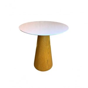 Mesa Cone Para Sala De Jantar - Madeira Freijó Tampo 70cm Laca Branca Marrom
