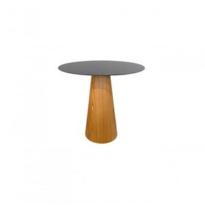 Mesa Cone Para Sala De Jantar - Madeira Freijó Tampo 70cm Laca Preta Marrom