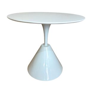 Mesa De Jantar Cone Redonda Masp 100 Cm Tampo Laca Branca Base Branca Cor Branco