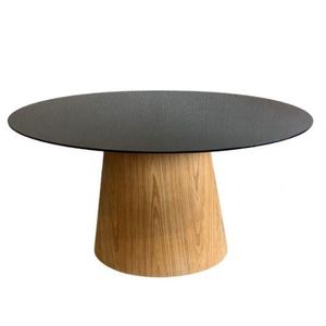 Mesa De Jantar Cone Oval 235x122 Cm Base Madeira Cor Preto