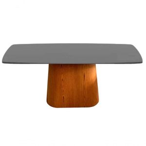 Mesa De Jantar Retangular 235x122 Cm Oval Em Madeira Preto
