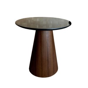 Mesa Cone Lateral Imbuia Rajado Tampo 41cm Laca Preta Marrom