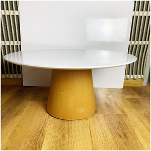 Mesa De Centro Cone Tampo 60Cm Mdf Laqueado Base Em Madeira