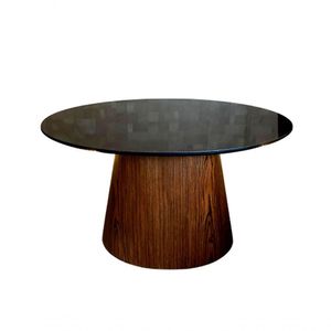 Mesa Cone De Centro Oval 100X70cm Tampo Laca Preta Preto