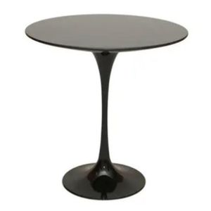 Mesa Lateral Tulipa Saarinen Redonda 41 Cm Laqueada Preto