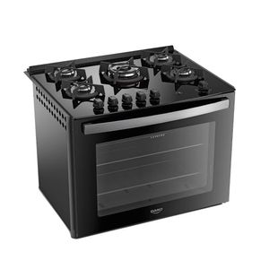 Fogão de Embutir 5 Bocas A Gás Preto com Mesa de Vidro Dako Supreme Glass Bivolt