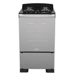 Fogão 4 Bocas A Gás Preto com Frente em Vidro Espelhado e Timer Digital Dako Diplomata Glass Grill Style Bivolt