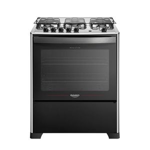 Fogão 5 Bocas A Gás Preto com Mesa Inox Dako Magister Grill Bivolt