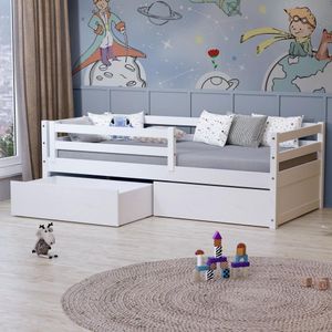 Cama Solteiro Slim 2 Gavetas Grade Branco