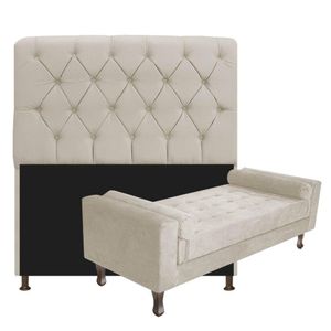 Cabeceira King Size com Recameir Félix 195 cm Suede Bege