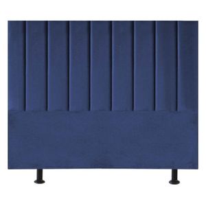 Cabeceira Estofada Cama Casal Queen Size 160 Cm Mavie Veludo azul Marinho