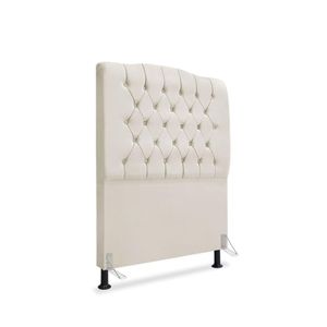 Cabeceira De Cama Box Solteiro 90 Cm Dunas - Veludo Bege Claro.