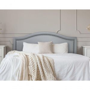 Cabeceira Casal Curva Luxo 140x60 Courino Cinza - Tachas Fumê