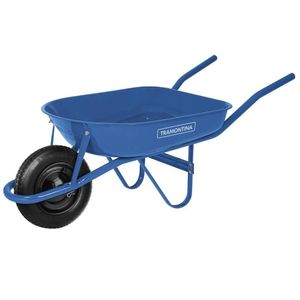 Carrinho De Mão Caçamba Redonda Metálica Azul 50L
