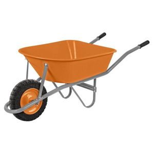 Carrinho De Mão Tramontina Com Caçamba Funda Plástica Laranja 55 L, Braço Metálico E Pneu Maciço