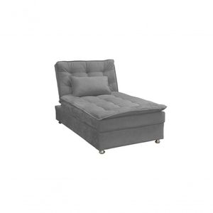Sofá Cama Chaise 1 Lugar Penelope - Veludo Chumbo