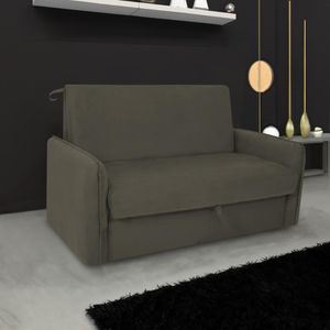Sofá Cama Para Sala De Estar Zaia Com Baú Suede Matrix - Castor Castor