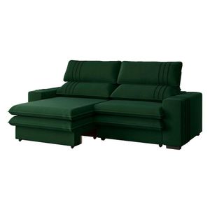 Sofá 2 Lugares Retrátil Noruega 230 Cm Veludo Pés Tabaco - D'rossi Cor Verde Militar