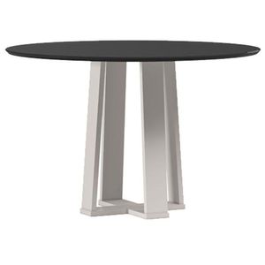 Mesa De Jantar 120 Cm Isabela Com Vidro Off White Preto - New Ceval
