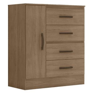 Cômoda Lite 4 Gavetas 01 Porta Carvalho Oak - Móveis Leão