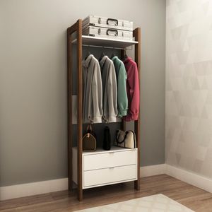 Armário Az1011 2 Gavetas, Mdp Tecnomobili Branco/Nogal Branco/Nogal