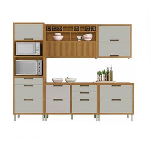 Cozinha Modulada 5 Peças Torre Quente Freijó Off White