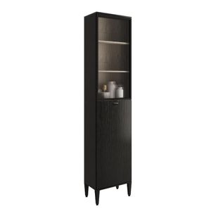 Paneleiro 1 Porta + 1 Porta De Vidro 5 Prateleiras Lótus Carraro Preto
