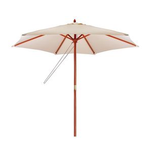 Ombrelone Em Madeira Jardim Piscina Praia 2,4 M Mor Cor:bege Bege