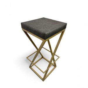 Banqueta Zênite Estofada Metalon Dourado Cinza - 65cm