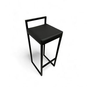 Banqueta Quadro Com Encosto Estofada Preto - 65cm