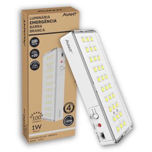 Luminária de Emergência Led Avant Barra Branca 1W 6000k 30 Leds