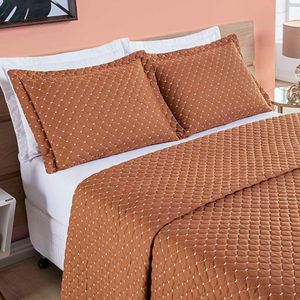 Kit Cobre Leito Espanha Casal Padrão 03 Peças Micropercal 200 Fios Matelado White Line - Terracota