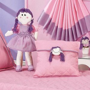 Kit Colcha Boneca Sofie Solteiro 06 Peças C/ Cortina 2 Metros Quarto Infantil Completo Menina - Rosa
