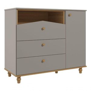 Cômoda Infantil 100% Mdf 1 Porta 3 Gavetas Casinha Permobili Fendi/Nature Fendi/Nature