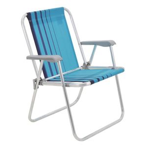 Cadeira De Praia Camping Alumínio Samoa Cores Tramontina Cor:azul Azul