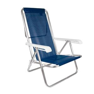 Cadeira De Praia Piscina Reclinável 8 Posições Azul Marinho