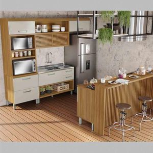 Cozinha 06 Pçs  Princesa Gourmet  Mdf Freijó Com Off White