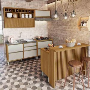 Cozinha 06 Pçs  Baronesa Gourmet  Mdf Freijó Com Off White
