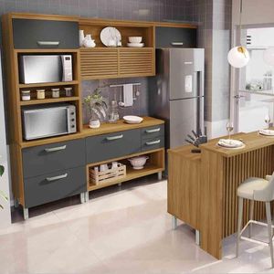 Cozinha 05 Pçs  Princesa Gourmet  Mdf Freijó Com Grafite