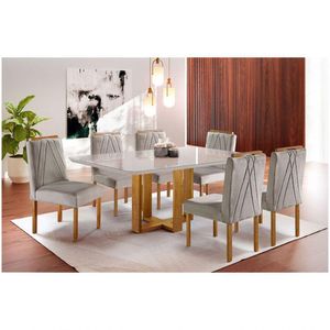 Conjunto Sala De Jantar 6 Lugares 6 Cadeiras Mel Off White