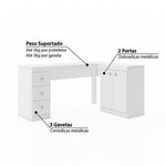 Mesa-Para-Escritorio-de-Canto-3-Gavetas-2-Portas-Movel-Bento-Branco-156x76x465cm
