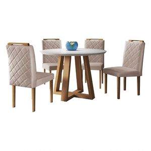 Conjunto Sala De Jantar Topazio 4 Lugares 4 Cadeiras Mel