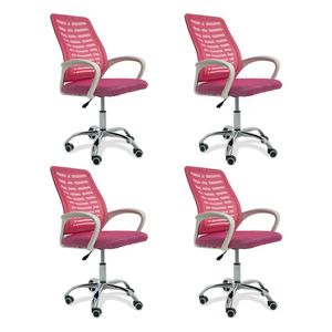 Kit 4 Cadeiras De Escritório Esteirinha Mesh Ergonômica Rosa
