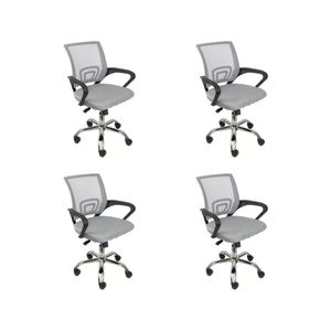 Kit 4 Cadeiras De Escritório Begonia Tela Mesh Ergonômica Cinza